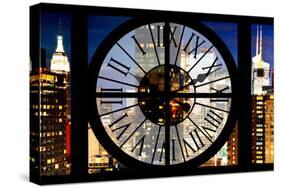 Giant Clock Window - View of Manhattan with the Empire State Building III-Philippe Hugonnard-Stretched Canvas