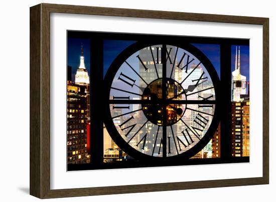 Giant Clock Window - View of Manhattan with the Empire State Building III-Philippe Hugonnard-Framed Photographic Print