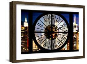 Giant Clock Window - View of Manhattan with the Empire State Building III-Philippe Hugonnard-Framed Photographic Print