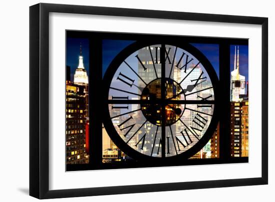 Giant Clock Window - View of Manhattan with the Empire State Building III-Philippe Hugonnard-Framed Photographic Print