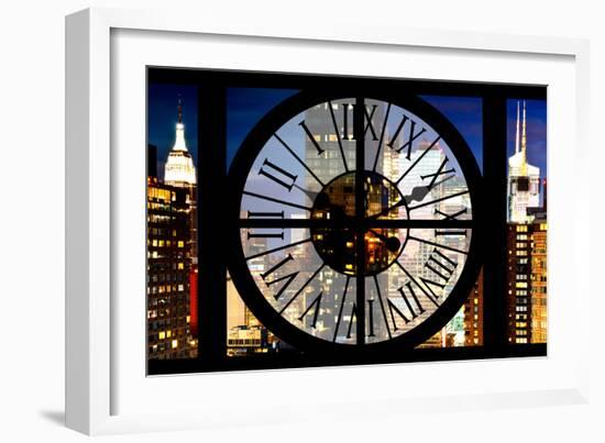 Giant Clock Window - View of Manhattan with the Empire State Building III-Philippe Hugonnard-Framed Photographic Print