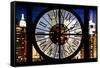 Giant Clock Window - View of Manhattan with the Empire State Building III-Philippe Hugonnard-Framed Stretched Canvas