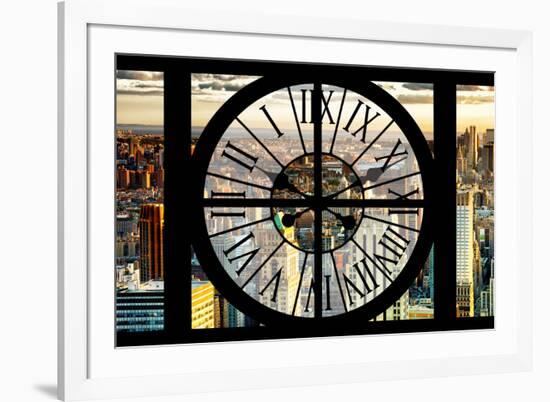 Giant Clock Window - View of Midtown Manhattan at Sunset-Philippe Hugonnard-Framed Photographic Print