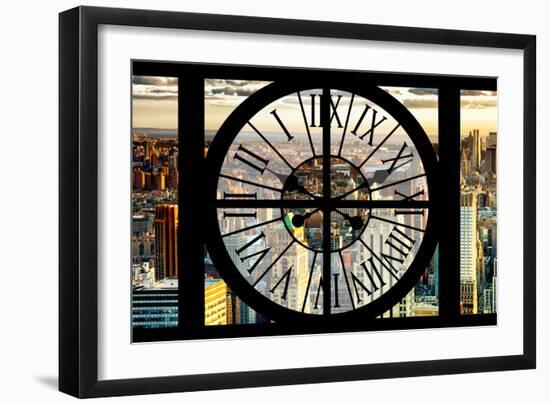 Giant Clock Window - View of Midtown Manhattan at Sunset-Philippe Hugonnard-Framed Photographic Print
