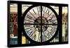 Giant Clock Window - View of Midtown Manhattan at Sunset-Philippe Hugonnard-Framed Stretched Canvas