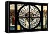 Giant Clock Window - View of Midtown Manhattan at Sunset-Philippe Hugonnard-Framed Stretched Canvas