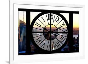 Giant Clock Window - View of Midtown Manhattan at Sunset-Philippe Hugonnard-Framed Photographic Print