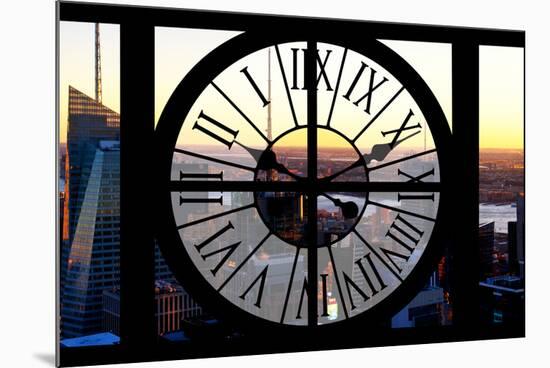 Giant Clock Window - View of Midtown Manhattan at Sunset-Philippe Hugonnard-Mounted Photographic Print