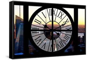 Giant Clock Window - View of Midtown Manhattan at Sunset-Philippe Hugonnard-Framed Stretched Canvas
