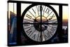 Giant Clock Window - View of Midtown Manhattan at Sunset-Philippe Hugonnard-Stretched Canvas