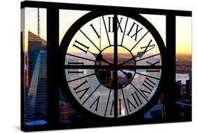 Giant Clock Window - View of Midtown Manhattan at Sunset-Philippe Hugonnard-Stretched Canvas