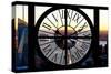 Giant Clock Window - View of Midtown Manhattan at Sunset-Philippe Hugonnard-Stretched Canvas