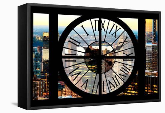 Giant Clock Window - View of Midtown Manhattan II-Philippe Hugonnard-Framed Stretched Canvas