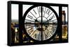 Giant Clock Window - View of New York City at Sunset-Philippe Hugonnard-Framed Stretched Canvas