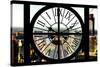 Giant Clock Window - View of New York City at Sunset-Philippe Hugonnard-Stretched Canvas