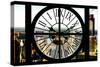 Giant Clock Window - View of New York City at Sunset-Philippe Hugonnard-Stretched Canvas