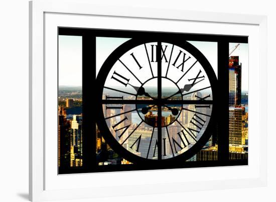 Giant Clock Window - View of New York City at Sunset-Philippe Hugonnard-Framed Photographic Print