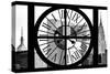 Giant Clock Window - View of New York with the Chrysler and Empire State Buildings II-Philippe Hugonnard-Stretched Canvas