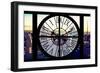 Giant Clock Window - View of New York with the Empire State Building at Sunset-Philippe Hugonnard-Framed Photographic Print