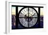 Giant Clock Window - View of New York with the Empire State Building at Sunset-Philippe Hugonnard-Framed Photographic Print