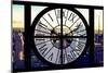 Giant Clock Window - View of New York with the Empire State Building at Sunset-Philippe Hugonnard-Mounted Photographic Print