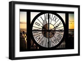 Giant Clock Window - View of New York with the Empire State Building III-Philippe Hugonnard-Framed Photographic Print