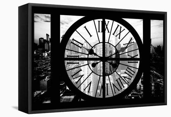 Giant Clock Window - View of Philadelphia at Sunset-Philippe Hugonnard-Framed Stretched Canvas