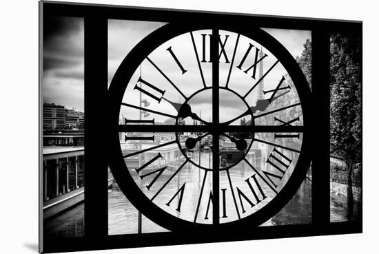 Giant Clock Window - View of River Seine and Boats - Paris-Philippe Hugonnard-Mounted Photographic Print