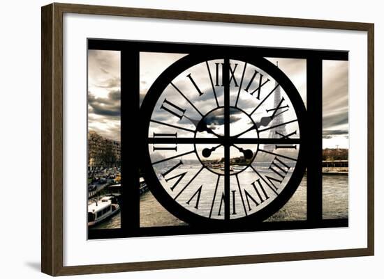 Giant Clock Window - View of River Seine and Eiffel Tower - Paris-Philippe Hugonnard-Framed Photographic Print