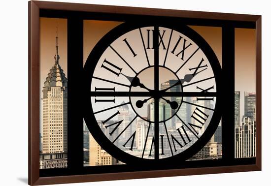 Giant Clock Window - View of Shanghai at Sunset - China-Philippe Hugonnard-Framed Photographic Print