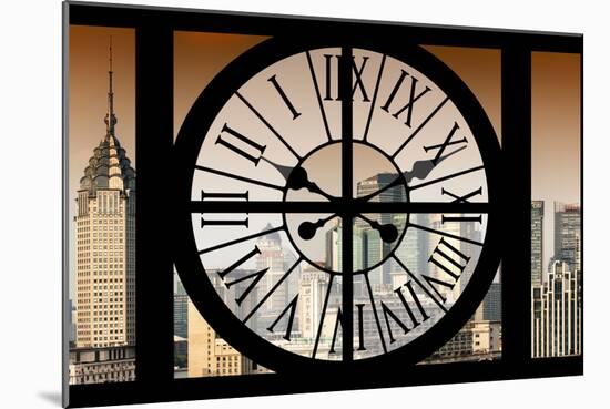 Giant Clock Window - View of Shanghai at Sunset - China-Philippe Hugonnard-Mounted Premium Photographic Print