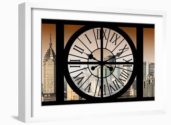 Giant Clock Window - View of Shanghai at Sunset - China-Philippe Hugonnard-Framed Photographic Print