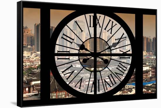 Giant Clock Window - View of Shanghai - China-Philippe Hugonnard-Framed Stretched Canvas