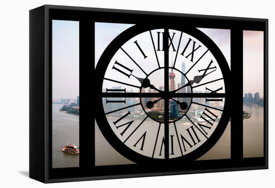 Giant Clock Window - View of Shanghai with the Oriental Tower - China III-Philippe Hugonnard-Framed Stretched Canvas