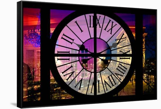Giant Clock Window - View of the Arc de Triomphe at Night in Paris III-Philippe Hugonnard-Framed Stretched Canvas