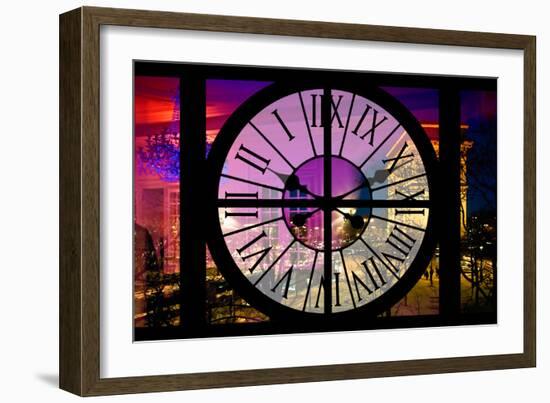 Giant Clock Window - View of the Arc de Triomphe at Night in Paris III-Philippe Hugonnard-Framed Photographic Print