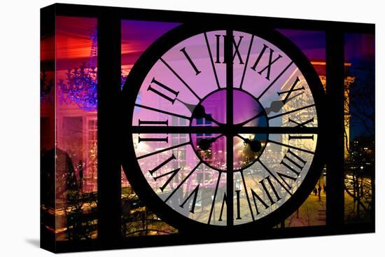 Giant Clock Window - View of the Arc de Triomphe at Night in Paris III-Philippe Hugonnard-Stretched Canvas