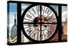 Giant Clock Window - View of the Buildings of Manhattan-Philippe Hugonnard-Stretched Canvas