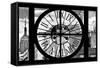 Giant Clock Window - View of the Buildings of Manhattan-Philippe Hugonnard-Framed Stretched Canvas