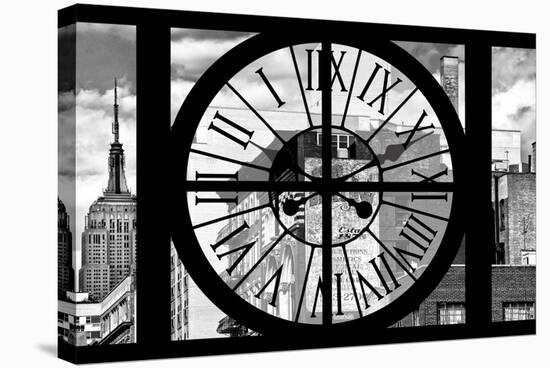 Giant Clock Window - View of the Buildings of Manhattan-Philippe Hugonnard-Stretched Canvas