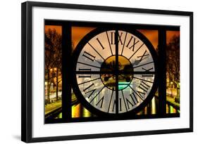 Giant Clock Window - View of the Canal Saint Martin at night - Paris-Philippe Hugonnard-Framed Photographic Print