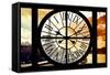 Giant Clock Window - View of the Eiffel Tower and River Seine at Sunset in Paris-Philippe Hugonnard-Framed Stretched Canvas