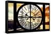 Giant Clock Window - View of the Eiffel Tower and River Seine at Sunset in Paris-Philippe Hugonnard-Framed Stretched Canvas