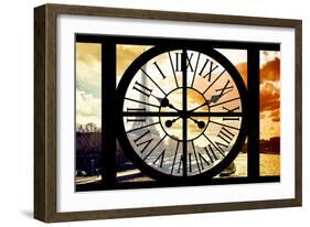 Giant Clock Window - View of the Eiffel Tower and River Seine at Sunset in Paris-Philippe Hugonnard-Framed Photographic Print