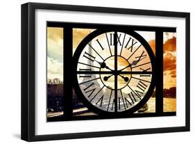 Giant Clock Window - View of the Eiffel Tower and River Seine at Sunset in Paris-Philippe Hugonnard-Framed Photographic Print