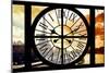 Giant Clock Window - View of the Eiffel Tower and River Seine at Sunset in Paris-Philippe Hugonnard-Mounted Photographic Print