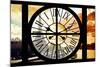 Giant Clock Window - View of the Eiffel Tower and River Seine at Sunset in Paris-Philippe Hugonnard-Mounted Photographic Print
