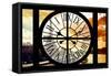 Giant Clock Window - View of the Eiffel Tower and River Seine at Sunset in Paris-Philippe Hugonnard-Framed Stretched Canvas