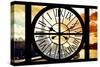 Giant Clock Window - View of the Eiffel Tower and River Seine at Sunset in Paris-Philippe Hugonnard-Stretched Canvas