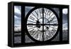 Giant Clock Window - View of the Eiffel Tower and River Seine with White Trees-Philippe Hugonnard-Framed Stretched Canvas